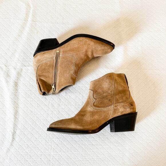 All Saints Carlotta Western Suede Ankle Bootie Side Zip Size 38 - Picture 6 of 6